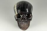Realistic, Carved, Banded Purple Fluorite Skull #199610-1